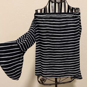 Gianni Bini Black and White Striped Blouse